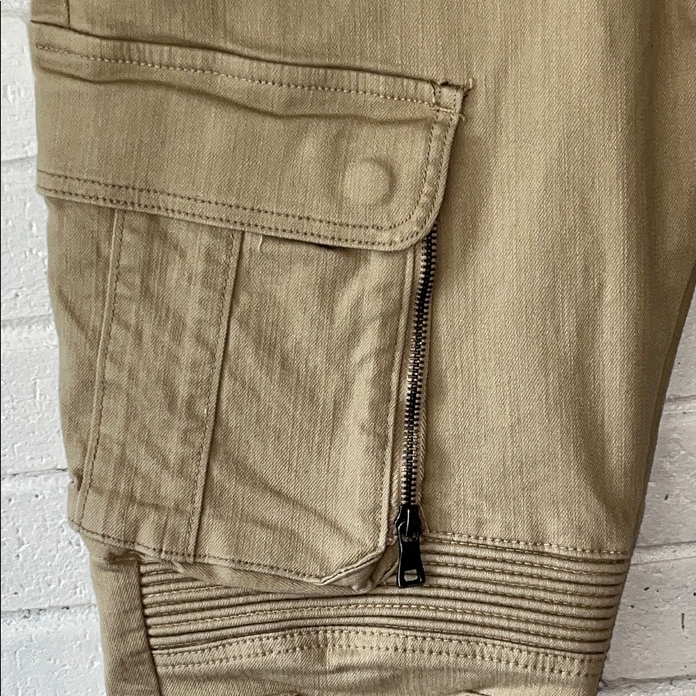 Smoke Rise Men's Slim Tapered Fit Bottom Zipper Cargo Pants 36x32 Khaki Edgy - Picture 3 of 15